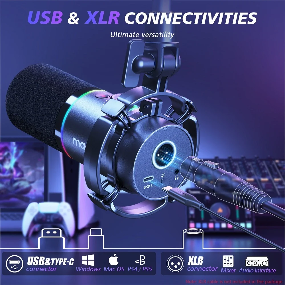 MAONO PD200XS USB/XLR Dynamic Microphone Set with Boom Arm - Image 4